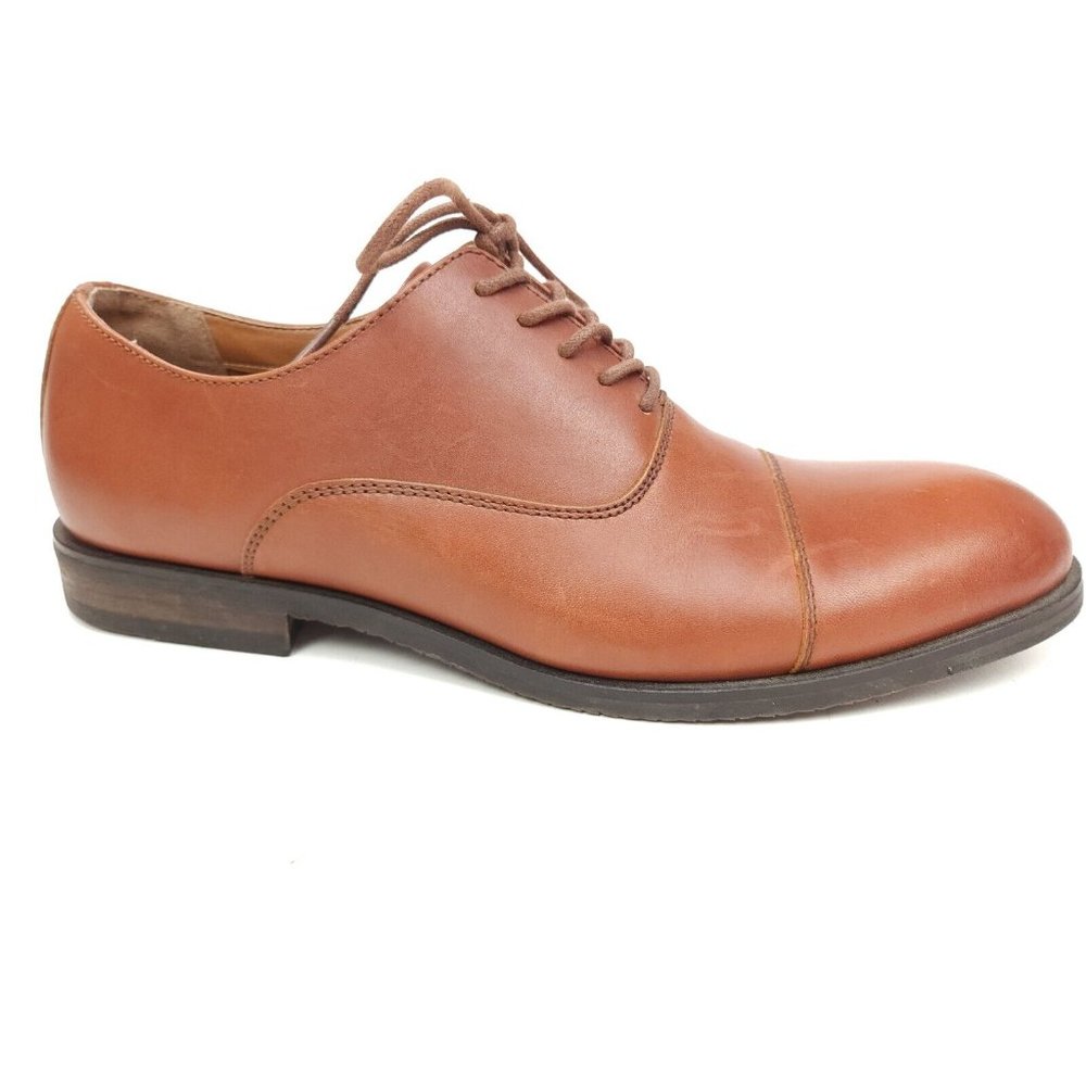 Frye Mens Scott Cap Toe Cognac Leather Oxford Dress Shoe Size 10